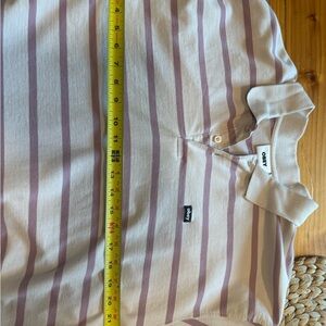 Obey Striped Polo Shirt in Cream and Purple